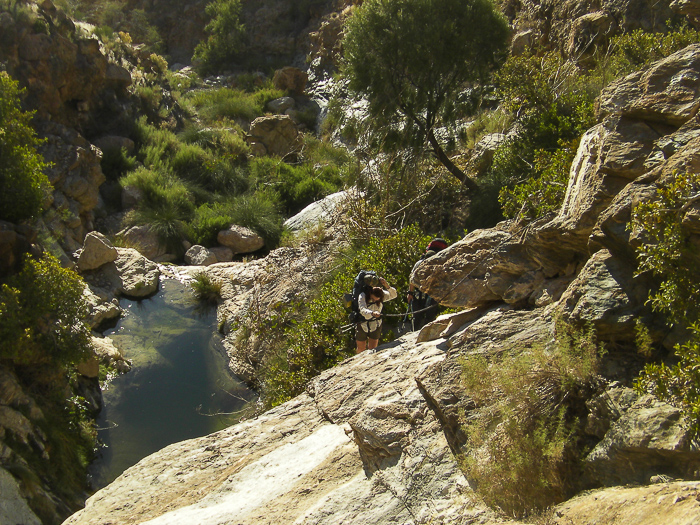 rope climbing out of gorge